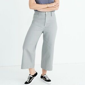 Madewell Slim Emmett Wide Leg Crop Pants Size 35 Blue Horizon Cotton Trousers